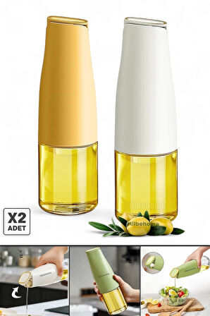 Tilbe Home 2li Fonksiyonlu Cam Yağdanlık 500ml Yerçekimi Otomatik Kapak Damlatmayan Ağızlı Still Yağlık Sosluk