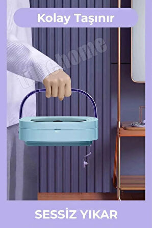 Tilbe Home Katlanır Mini Çamaşır Makinesi Mavi Taşınabilir Retro Silikon Çorap İç Çamaşırı Yıkayıcı 10 lt
