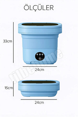 Tilbe Home Katlanır Mini Çamaşır Makinesi Mavi Taşınabilir Retro Silikon Çorap İç Çamaşırı Yıkayıcı 10 lt