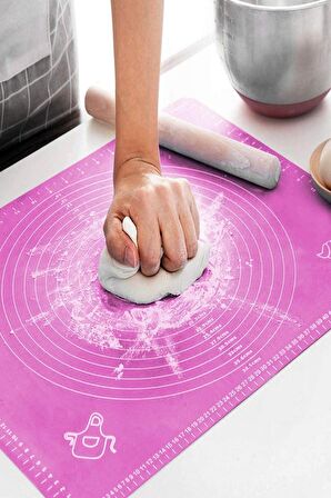 Hamur Açma Matı Silikon Yoğurma Matı Silpat Lila Hamur Pasta Fırın Altlığı Çok Amaçlı Silikon Mat