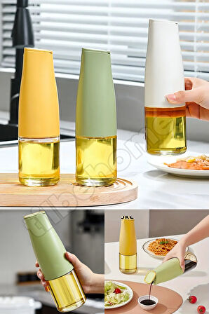 Tilbe Home 2li Fonksiyonlu Cam Yağdanlık 500ml Still Yerçekimi Otomatik Kapak Damlatmayan Ağızlı Yağlık Sosluk