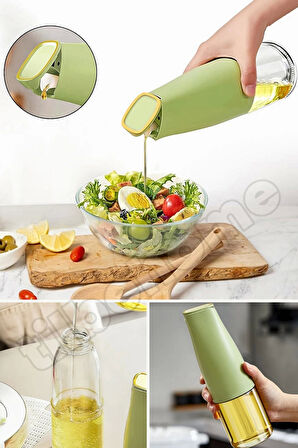 Tilbe Home 2li Fonksiyonlu Cam Yağdanlık 500ml Still Yerçekimi Otomatik Kapak Damlatmayan Ağızlı Yağlık Sosluk