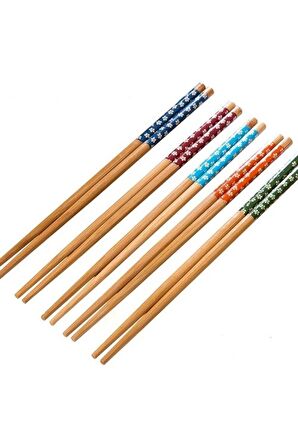 1 Çift Chopstick Yıkanabilir Organik Ahşap Desenli Bambu Yemek Çubuğu, Sushi Japon Çin