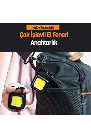 El Feneri Usb'li Şarj Edilebilir LED Anahtarlık El Feneri Şişe Açacağı Mıknatıslı Kamp Feneri