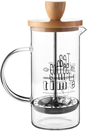 Cam French Press Filtre Kahve Demlik Bitki Çayı Potu Kahve Presi Bambu 350 ml