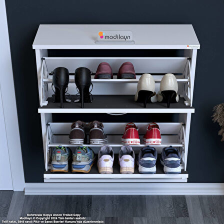 Modilayn Umay Asma Antre Hol 72 x 78 x 25,5 cm’ lik 2 Düşer Kapak 4 Göz Bölmeli Ayakkabılık