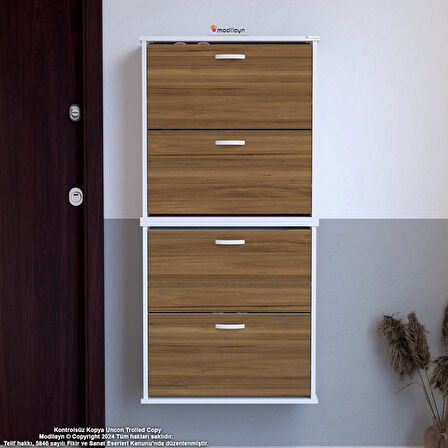 Modilayn UMAY' 2 Li Asma Antre Hol 52 x 148 x 25,5 cm’ lik 4 Düşer Kapak 8 Göz Ayakkabılık