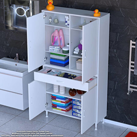 Modilayn YENİ AFRA 100 x 173 x 32,5 cm 1 Çekmece 4 Kapak 5 Raf 8 Bölme Çok Amaçlı Banyo & Mutfak Dolabı 