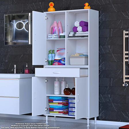 Modilayn AFRA 85x173x32,5 cm 1 Çekmece 3 Kapak 3 Raf 6 Bölme Çok Amaçlı Banyo & Mutfak Dolabı 