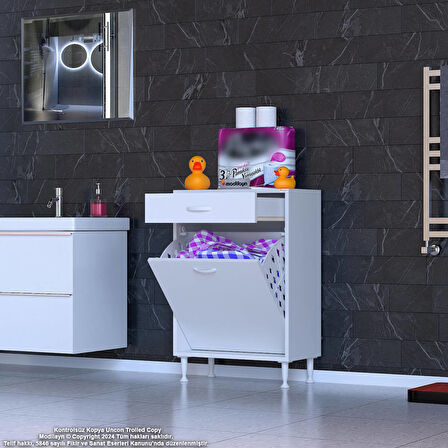 Modilayn EMİR 55 x 88 x 32,5 cm 1 Göz Sepetli kirli çamaşır banyo dolabı piratik çok foksiyonlu düzenleyici dolap