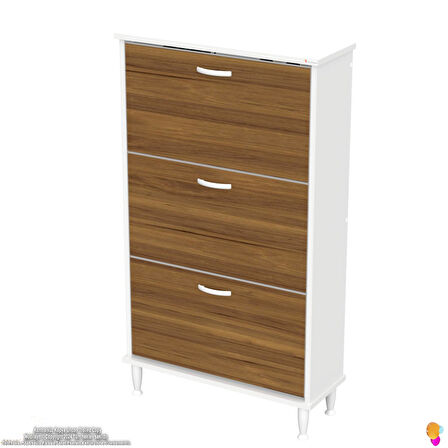Modilayn VARBİ Antre Hol 72 x 127 x 25, 5 cm lik 3 Düşer Kapak 6 Göz Raf Bölmeli Ayakkabılık