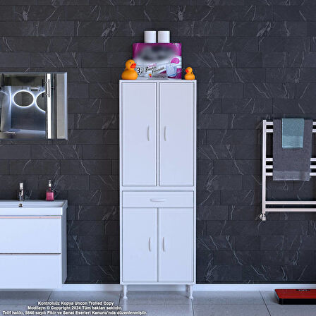 Modilayn YENİ AFRA 70 x 173 x 32,5 cm 1 Çekmece 4 Kapak 7 Raf 10 Bölme Çok Amaçlı Banyo & Mutfak Dolabı 
