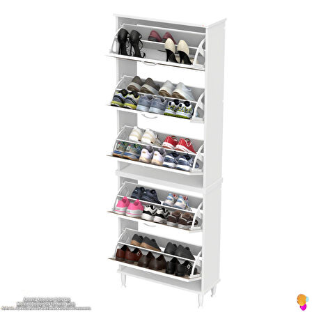 Modilayn VARBİ UMAY Kapı Önü 72x205x26 cm’ lik 5 Düşer Kapak 10 Göz Bölmeli Ayakkabılık