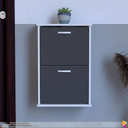 Modilayn UMAY Asma Kapı Önü 52x 78 x 26 cm’ lik 2 Düşer Kapak 4 Göz Bölmeli Ayakkabılık