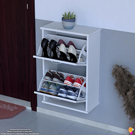 Modilayn UMAY Asma Kapı Önü 52x 78 x 26 cm’ lik 2 Düşer Kapak 4 Göz Bölmeli Ayakkabılık