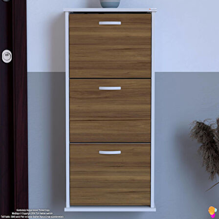 Modilayn VARBİ Asma Kapı Önü 52 x 115 x 25,5 cm’ lik 3 Düşer Kapak 6 Göz Raf Bölmeli Ayakkabılık
