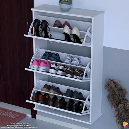 Modilayn VARBİ Asma Antre 72x 115x26 cm’lik 3 Düşer Kapak 6 Göz Bölmeli Ayakkabılık