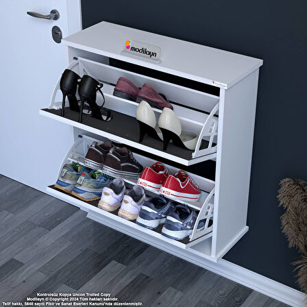 Modilayn UMAY Antre Hol 72x 78 x26 cm’ lik 2 Düşer Kapak 4 Göz Bölmeli Ayakkabılık