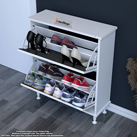 Modilayn UMAY Antre Hol 72x 90x 26 cm’ lik 2 Düşer Kapak 4 Göz Bölmeli Ayakkabılık