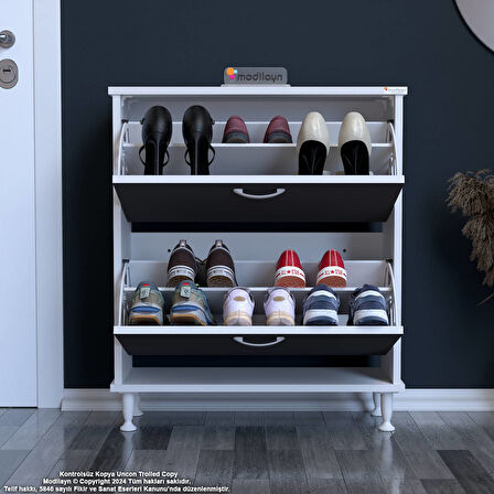 Modilayn UMAY Antre Hol 72x 90x 26 cm’ lik 2 Düşer Kapak 4 Göz Bölmeli Ayakkabılık