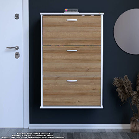 Modilayn VARBİ Asma Antre Hol 72x115x26 cm’ lik 3 Düşer Kapak 6 Göz Bölmeli Ayakkabılık