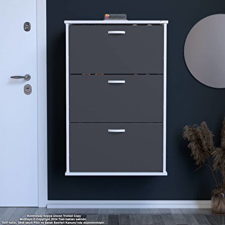 Modilayn VARBİ Asma Antre 72x115x26 cm’ lik 3 Düşer Kapak 6 Göz Bölmeli Ayakkabılık