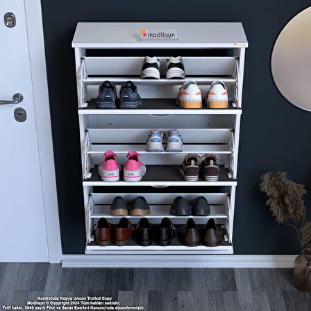 Modilayn VARBİ Asma Antre 72x115x26 cm’ lik 3 Düşer Kapak 6 Göz Bölmeli Ayakkabılık