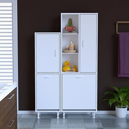 FORBEST İNCİ 97x165 cm 3 Kapaklı Kirli Çamaşır Sepetli Banyo Dolabı