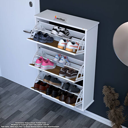 Modilayn VARBİ Asma Antre 72x115x26 cm’lik 3 Düşer Kapak 6 Göz Bölmeli Ayakkabılık