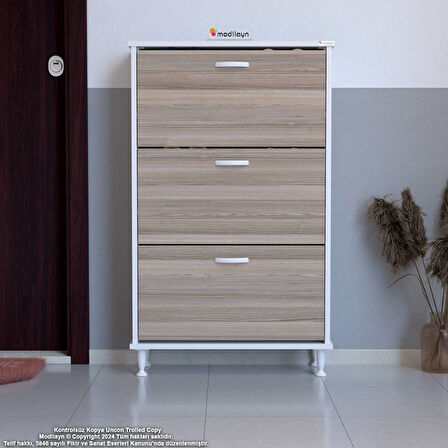 Modilayn VARBİ Kapı Önü 52 x 119x 25, 5 cm’ lik 3 Düşer Kapak 6 Göz Raf Bölmeli Ayakkabılık