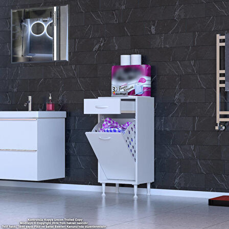 Modilayn EMİR 45 x 88 x 32,5 cm 1 Göz Sepetli kirli çamaşır banyo dolabı piratik çok foksiyonlu düzenleyici dolap