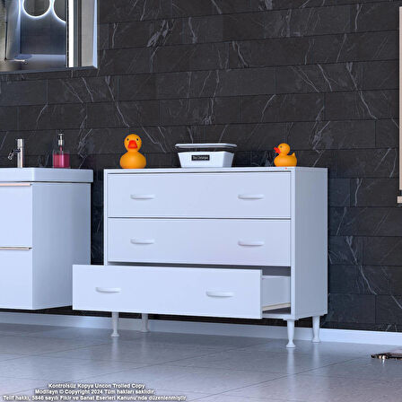 Modilayn SÖKE 95x75x32,5 cm’ lik 3 Çekmeceli 6 Gözlü Çok Amaçlı Banyo dolabı