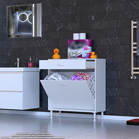 Modilayn EMİR 75 x 88 x 32,5 cm 2 Göz Sepetli kirli çamaşır banyo dolabı piratik çok foksiyonlu düzenleyici dolap