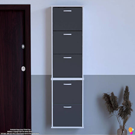 Modilayn VARBİ UMAY' 2 Li Asma Kapı Önü 52x193x25,5 cm’ lik 5 Düşer Kapak 10 Göz Bölmeli Ayakkabılık