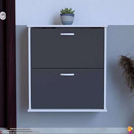 Modilayn UMAY Asma Kapı Önü 72x78x25,5 cm’lik 2 Düşer Kapak 4 Göz Bölmeli Ayakkabılık