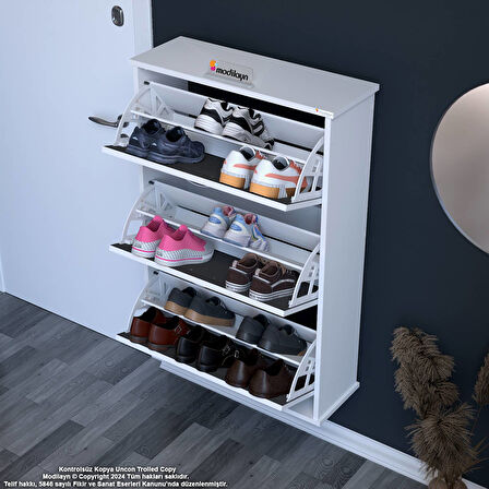 Modilayn VARBİ Asma Antre 72 x 115 x 25,5 cm’lik 3 Düşer Kapak 6 Göz Bölmeli Ayakkabılık