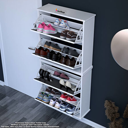 Modilayn UMAY Asma Antre Hol 72x156x25, 5 cm’ lik 4 Düşer Kapak 8 Göz Bölmeli Ayakkabılık