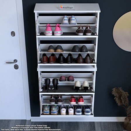 Modilayn UMAY Asma Antre Hol 72x156x25, 5 cm’ lik 4 Düşer Kapak 8 Göz Bölmeli Ayakkabılık