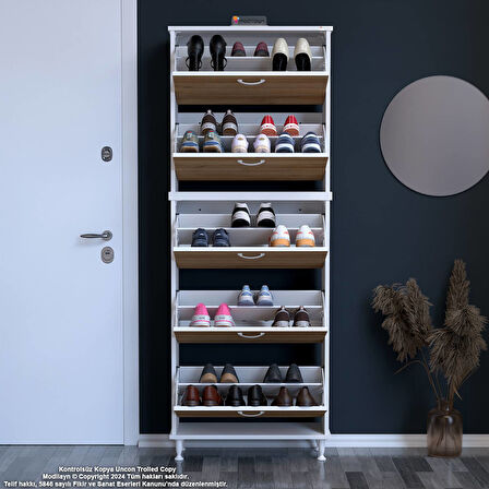 Modilayn VARBİ UMAY' 2 Li Antre Hol 52 x205x 25, 5 cm’ lik 5 Düşer Kapak 10 Göz Bölme Ayakkabılık