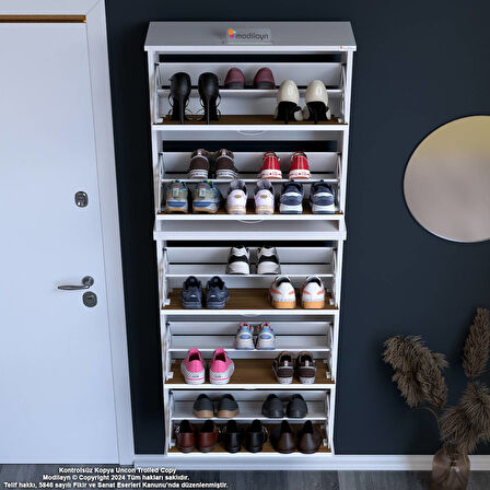 Modilayn VARBİ UMAY' 2 Li Asma Antre 72x 193x26 cm’ lik 5 Düşer Kapak 10 Göz Bölme Ayakkabılık