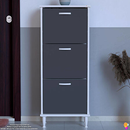 Modilayn VARBİ Kapı Önü 52 x 127 x 25,5 cm’ lik 3 Düşer Kapak 6 Göz Bölmeli Ayakkabılık