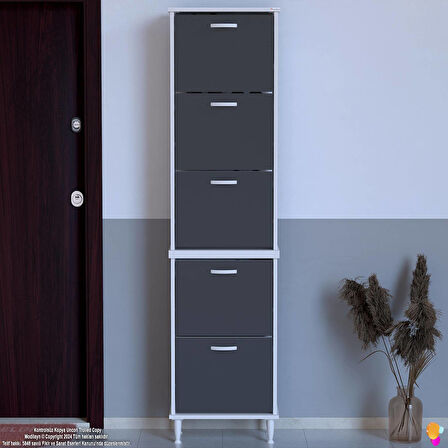 Modilayn VARBİ UMAY' 2 Li Kapı Önü 52x205x26 cm’ lik 5 Düşer Kapak 10 Göz Bölme Ayakkabılık