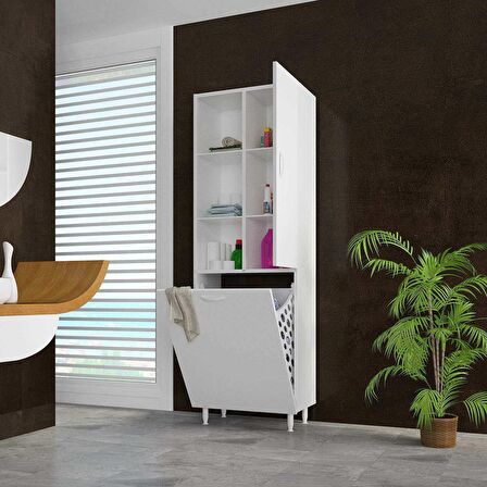 Modilayn İNCİ 57x165 cm Kirli Çamaşır Sepetli Banyo Dolabı