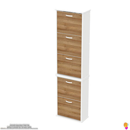 Modilayn VARBİ UMAY' 2 Li Asma Kapı Önü 52 x193x26 cm’ lik 5 Düşer Kapak 10 Göz Bölmeli Ayakkabılık