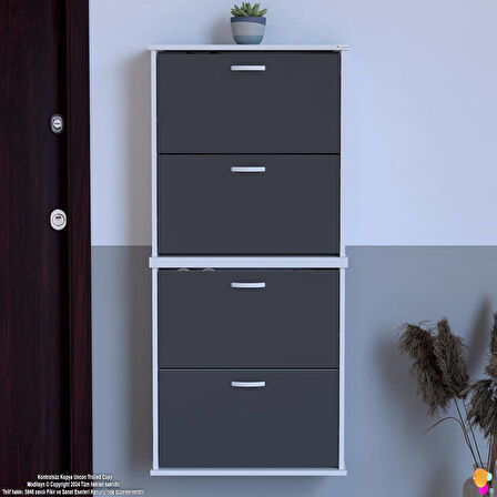 Modilayn UMAY' 2 Li Asma Antre Hol 72 x148 x 25, 5 cm’ lik 4 Düşer Kapak 8 Göz Bölmeli Ayakkabılık