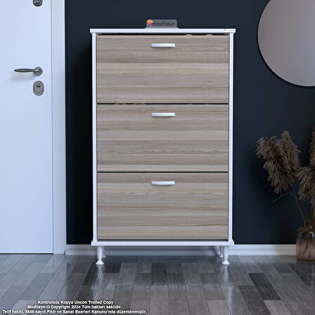 Modilayn VARBİ Antre Hol 72x127x26 cm lik 3 Düşer Kapak 6 Göz Bölmeli Ayakkabılık