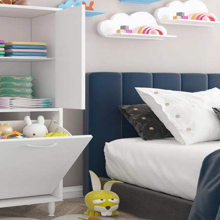 YENİ İNCİ 57x165 cm Üç Kapaklı Çok Amaçlı Kirli Çamaşır Sepetli Banyo Dolabı