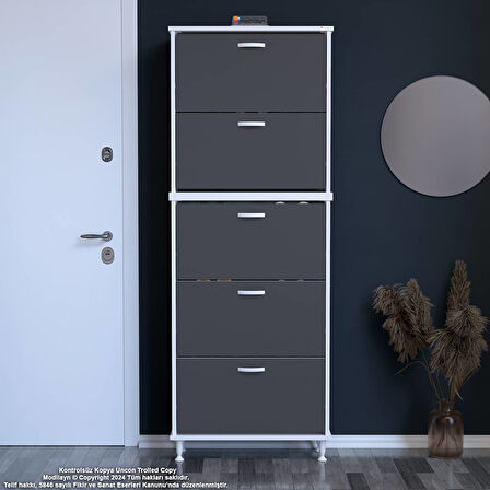 Modilayn VARBİ UMAY' 2 Li Antre Hol 72x 205x 26 cm’ lik 5 Düşer Kapak 10 Göz Raflı Ayakkabılık