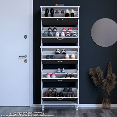 Modilayn VARBİ UMAY' 2 Li Antre Hol 72x 205x 26 cm’ lik 5 Düşer Kapak 10 Göz Raflı Ayakkabılık