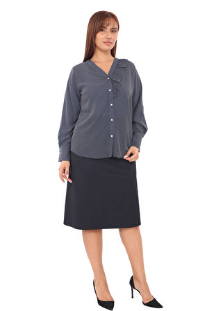 Puantiyeli Büyük Beden Klasik Gömlek